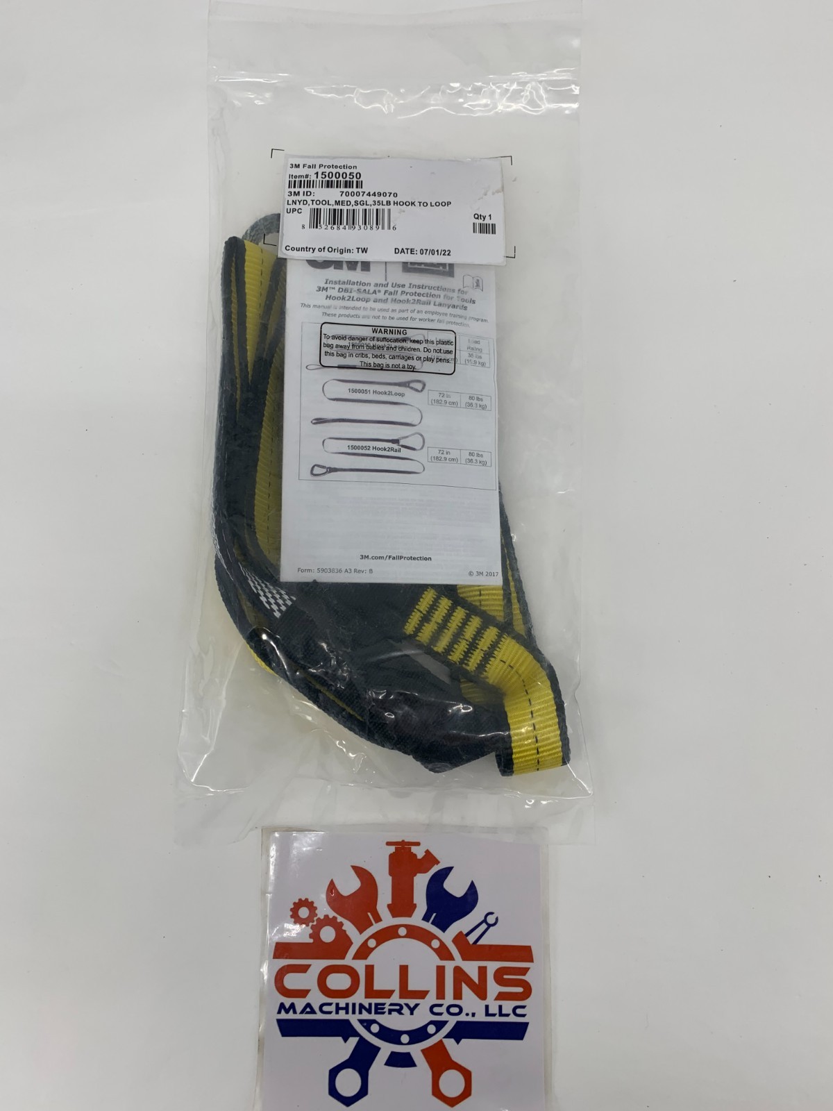 3M DBI Sala 1500050 Hook 2 Loop Tool Tether Medium Duty 33 Lb. Max. 1″ x 72″