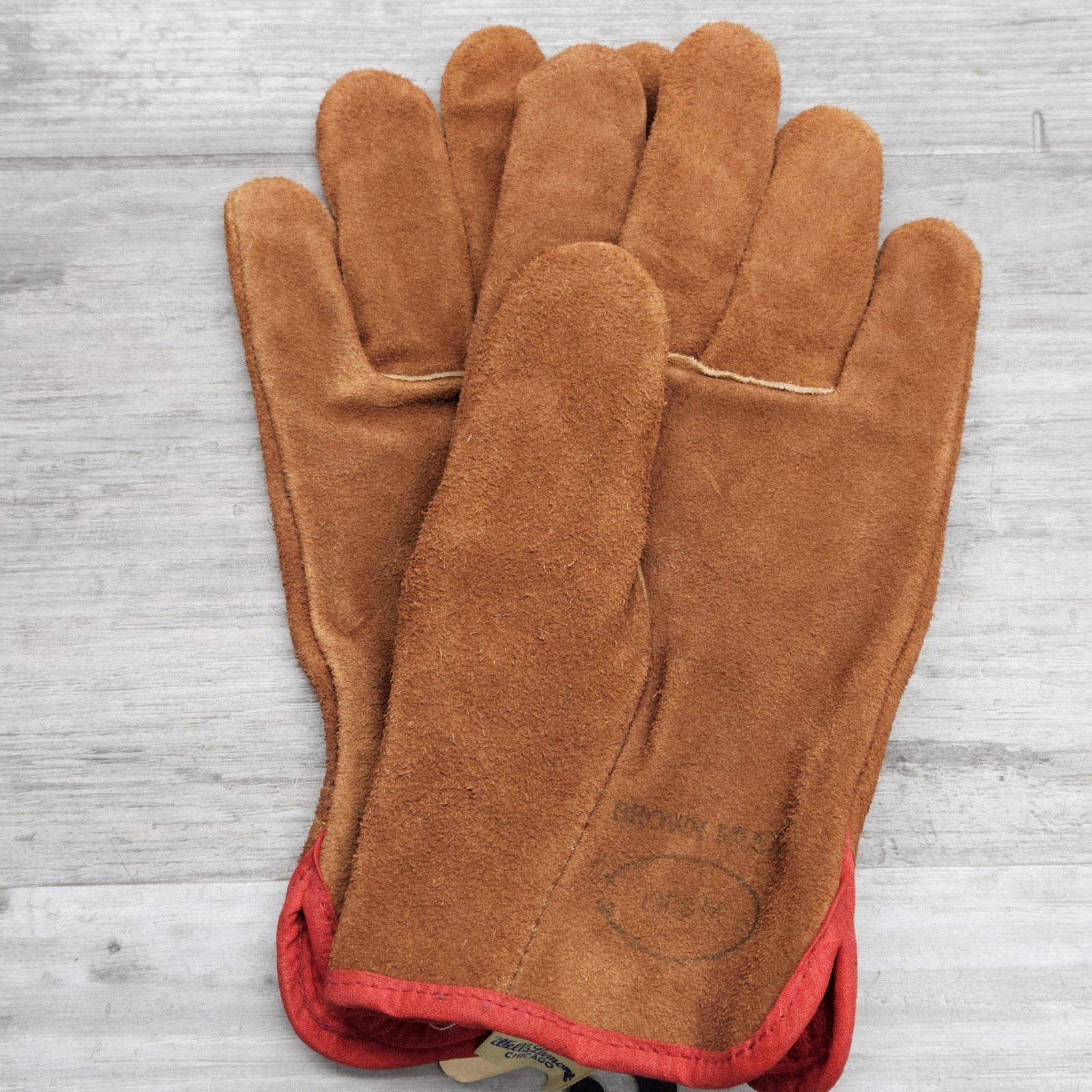 NWT Men’s Wells Lamont Leather Work Gloves Suede Leather Size Medium Vintage