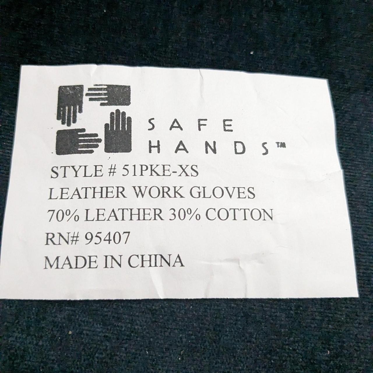 Safe Hands Leather Palm Work Gloves Leather & Cotton Blend Size XS