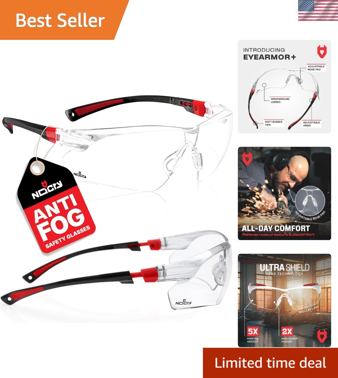 Clear Safety Glasses with Anti-Fog & Scratch Resistance – ANSI Z87 Certified