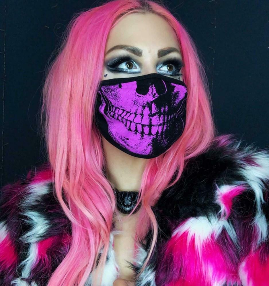 Kreepsville 666 Skull Death Pink Gothic Punk Reusable Washable Face Mask FMSDP