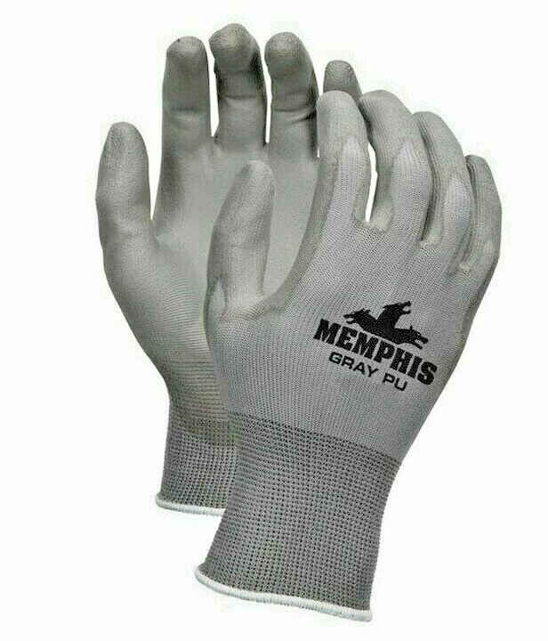 ONE DOZEN!! Memphis 9666-S COATED WORK GLOVE POLYURETHANE PALM NYLON HR