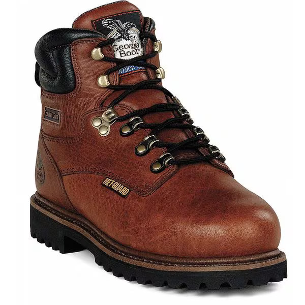 Georgia Boot Men’s Work Boot, 10 1/2 W, Steel Toe, 6 in H, Briar Brown, G6315