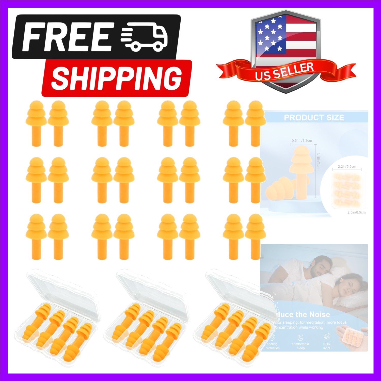 Ear Plugs for Sleeping,12 Pair Earplugs Noise Canceling Soft Silicone Ear Plu…