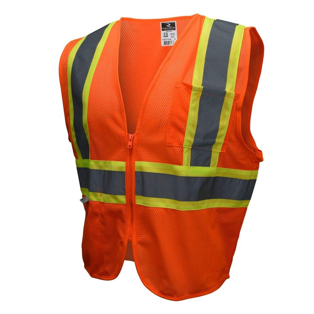 SV22-2ZOM-M Polyester Mesh Economy Class 2 High Visibility Zipper Closure Vest w