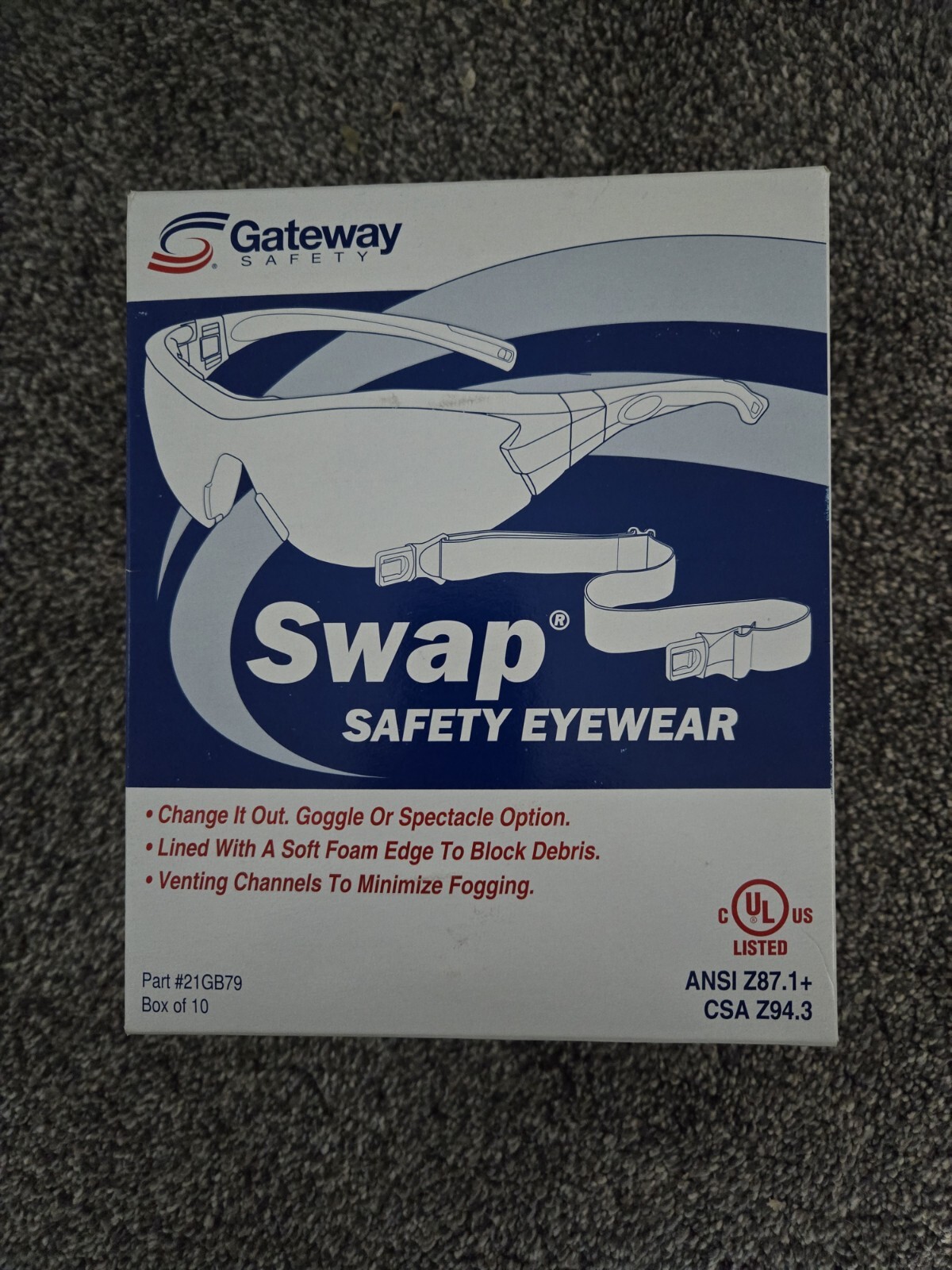 Gateway Safety Swap Clear Anti Fog Glasses 10 Pack 21GB79 Goggles Black Frame