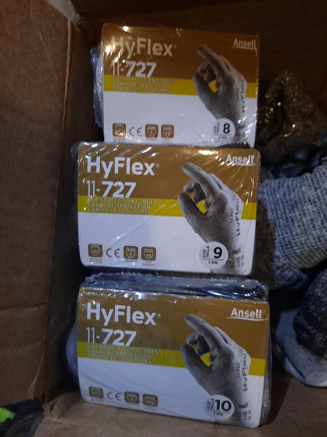 41 Pairs of New Ansell Hyflex Cut & Non-Cut Bulk Work Gloves Mixed Sizes Lot