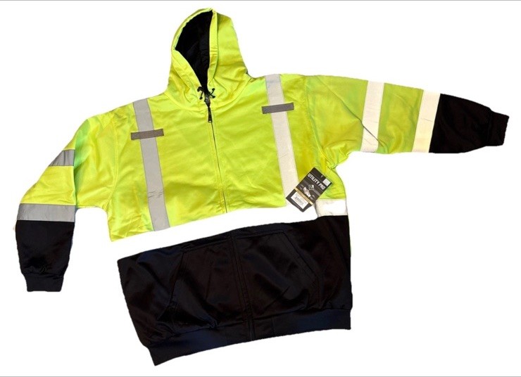 Utility Pro High Vis Size 3X Full Zip Hooded Jacket ANSI Class 3 UHV425X BLK/YL