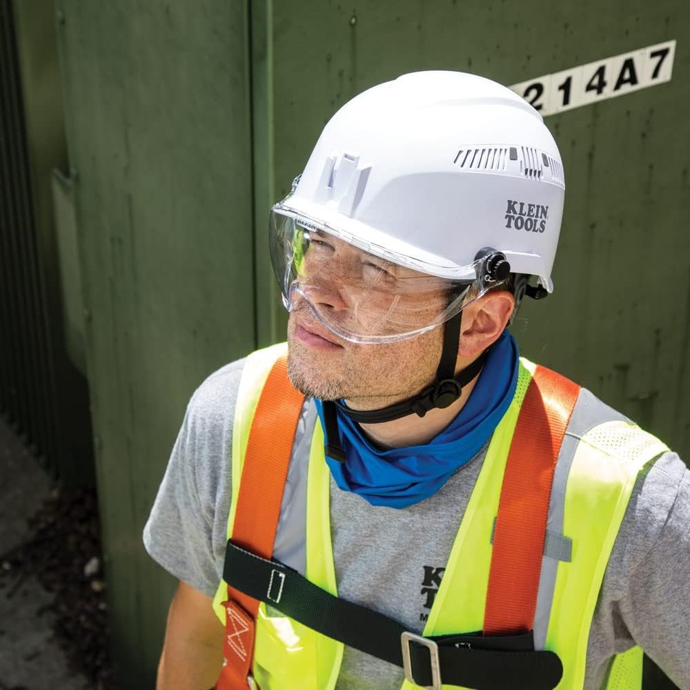 Klein Tools VISORCLR Clear Hard Hat Safety Helmet Visor Anti-Fog Flip-Up UV