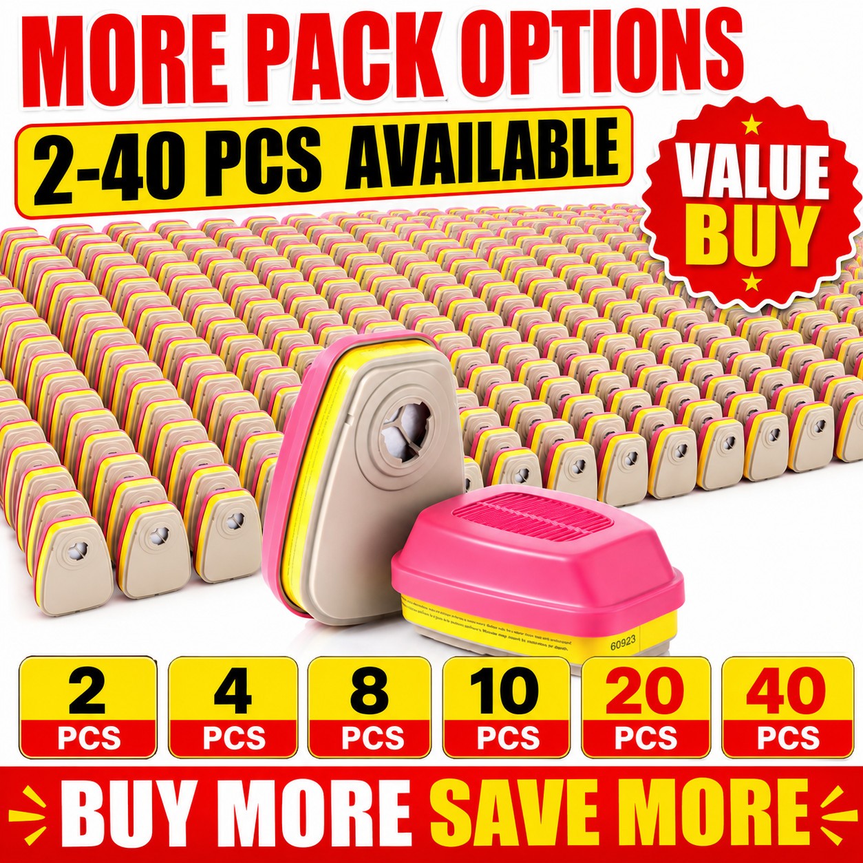 2-40PCS For 3M 60923 Organic Vapor Acid Gas Respirator Cartridge Filter P100 Set