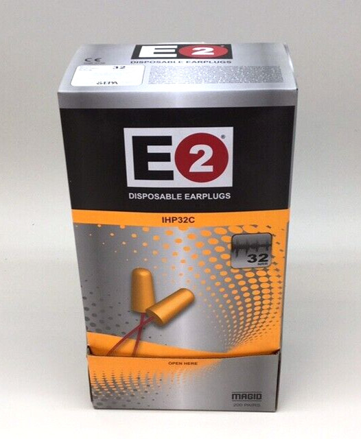 Magid IHP32C Disposable Earplugs E2 Corded Foam 32 NRR 200 Pairs