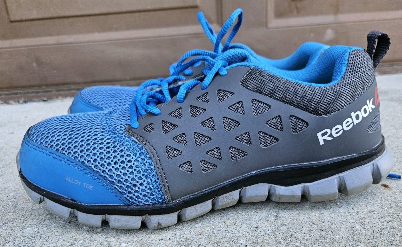 Reebok Work Shoes Blue Gray Lace Up Alloy Toe RB4040 Men’s Size 8 W US 7 UK