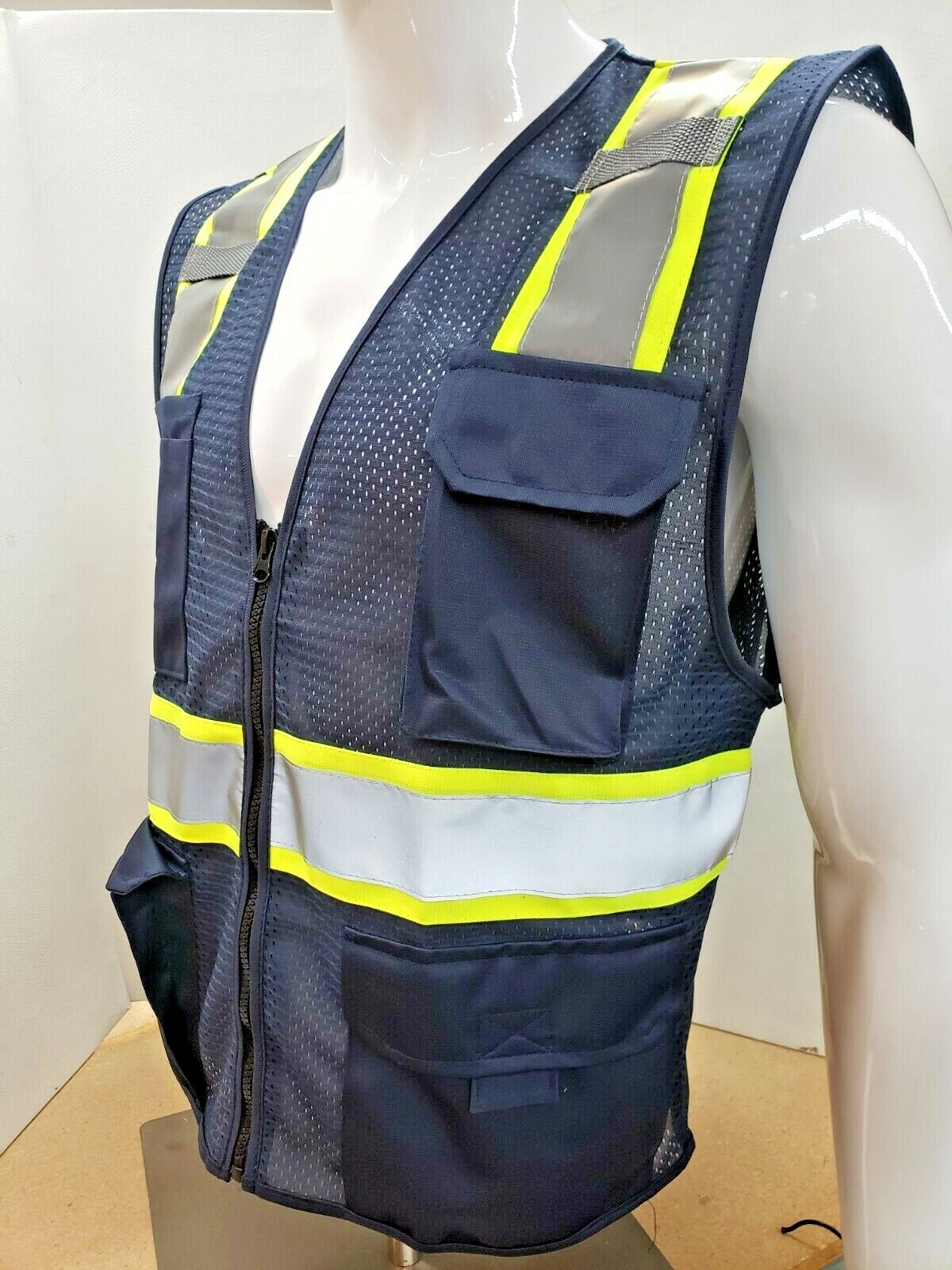 Two Tone High Visibility Reflective Blue Safety Vest (X-Small-5XL)