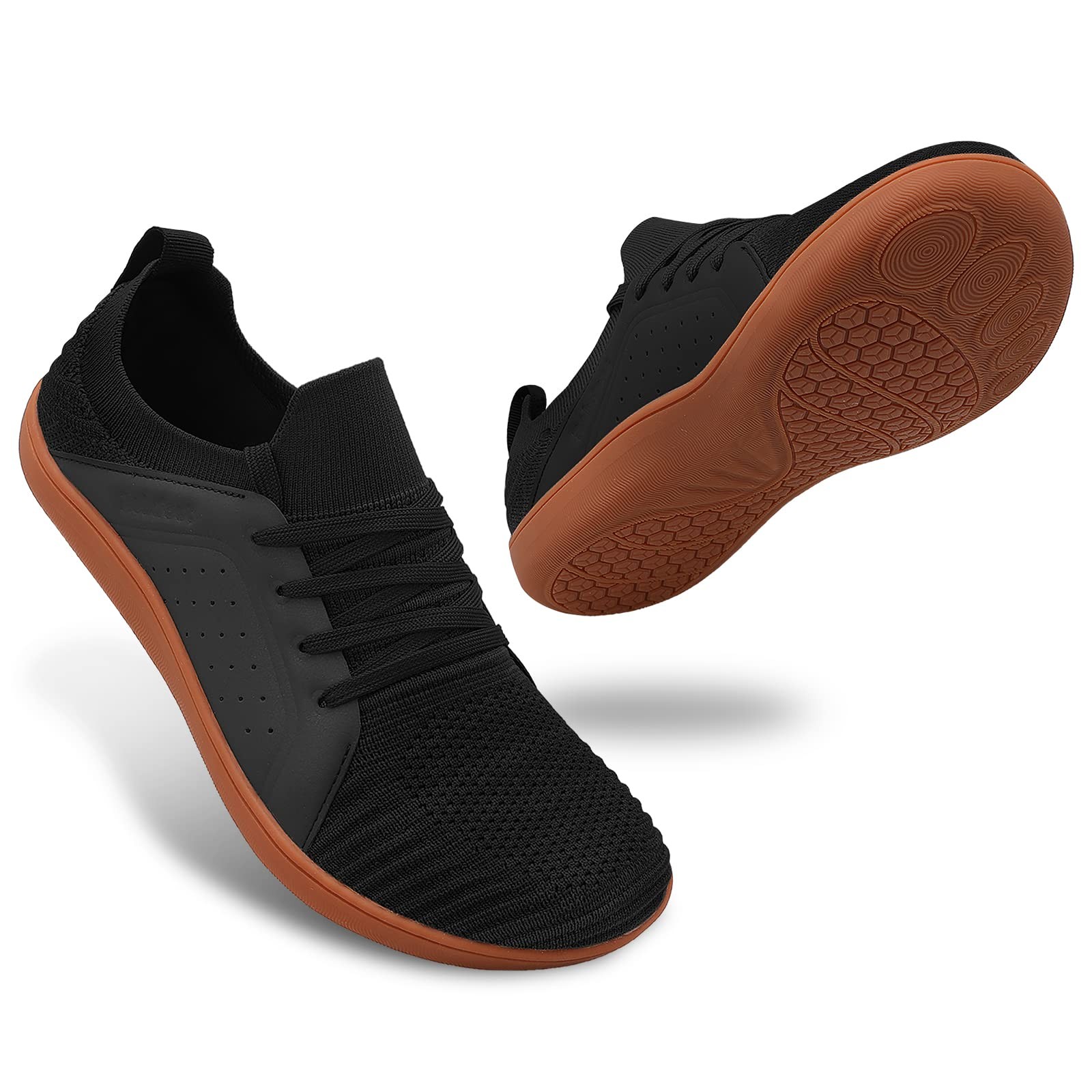 relxfeet Men’s Minimalist Barefoot Shoes Wide Toe 10.5 Wide, Black Rubber