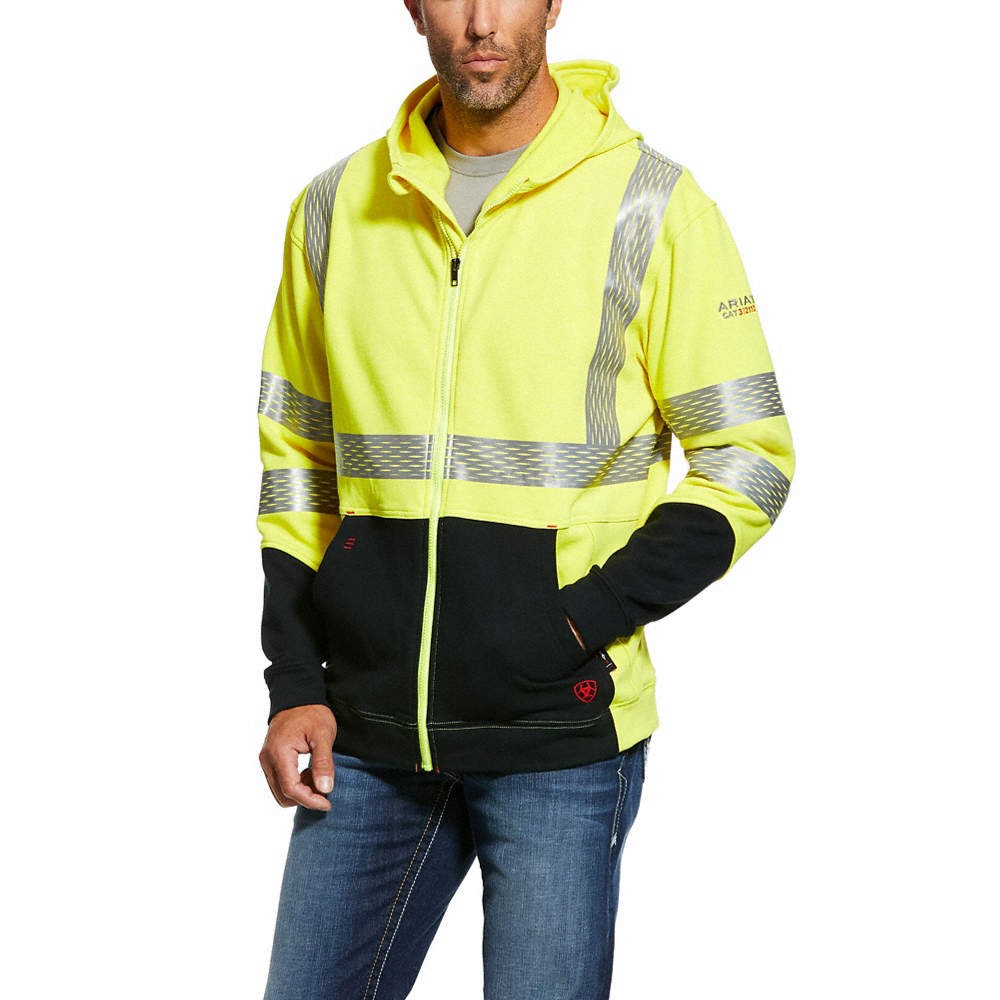 ARIAT 10027912 FR Hi-Vis Full Zip Hoodie,Men’s,2XL 61RL99