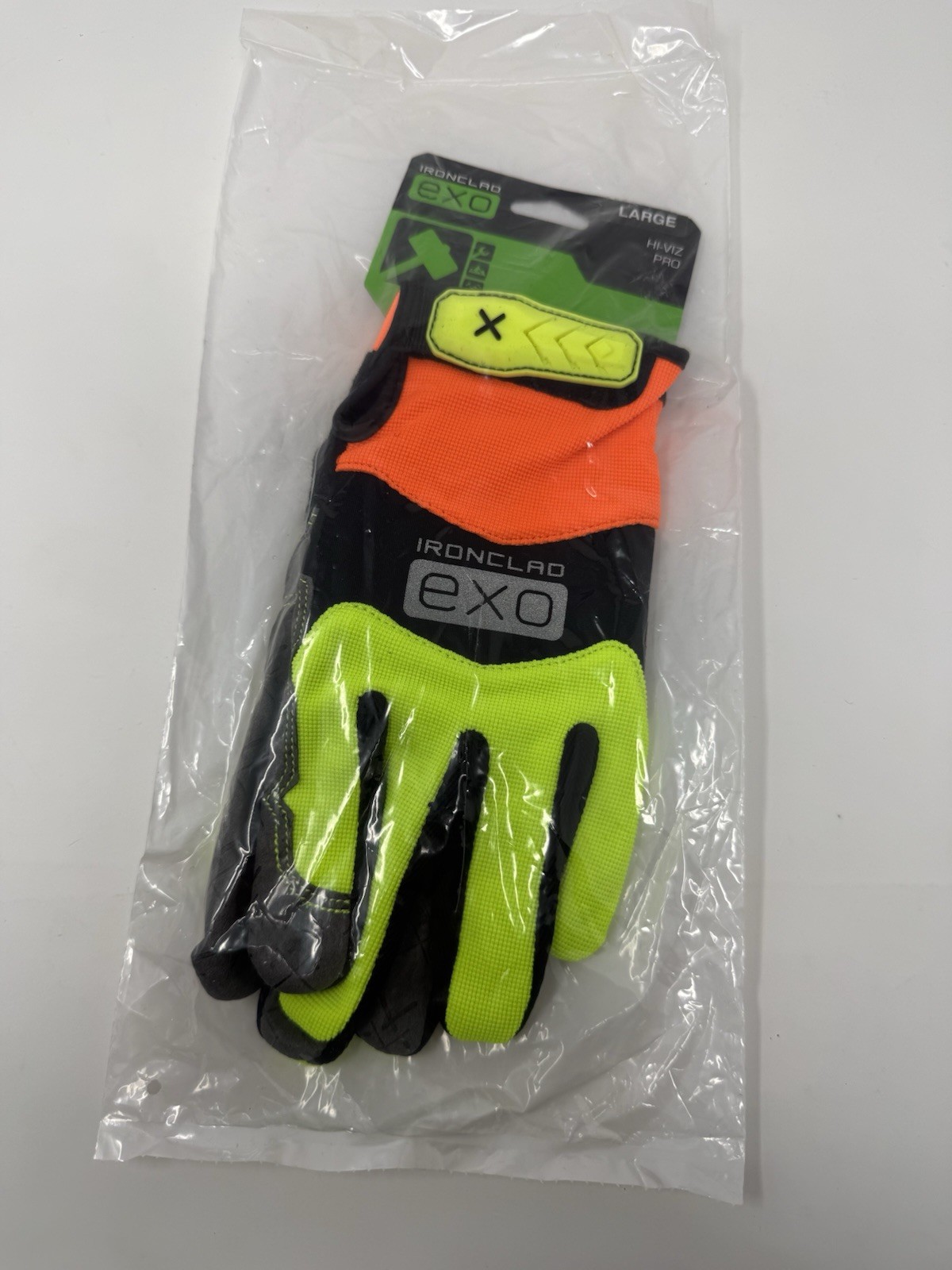 Ironclad Mens Work Gloves EXO Hi Viz Impact Large, Hi-Viz Yellow & Orange, Large