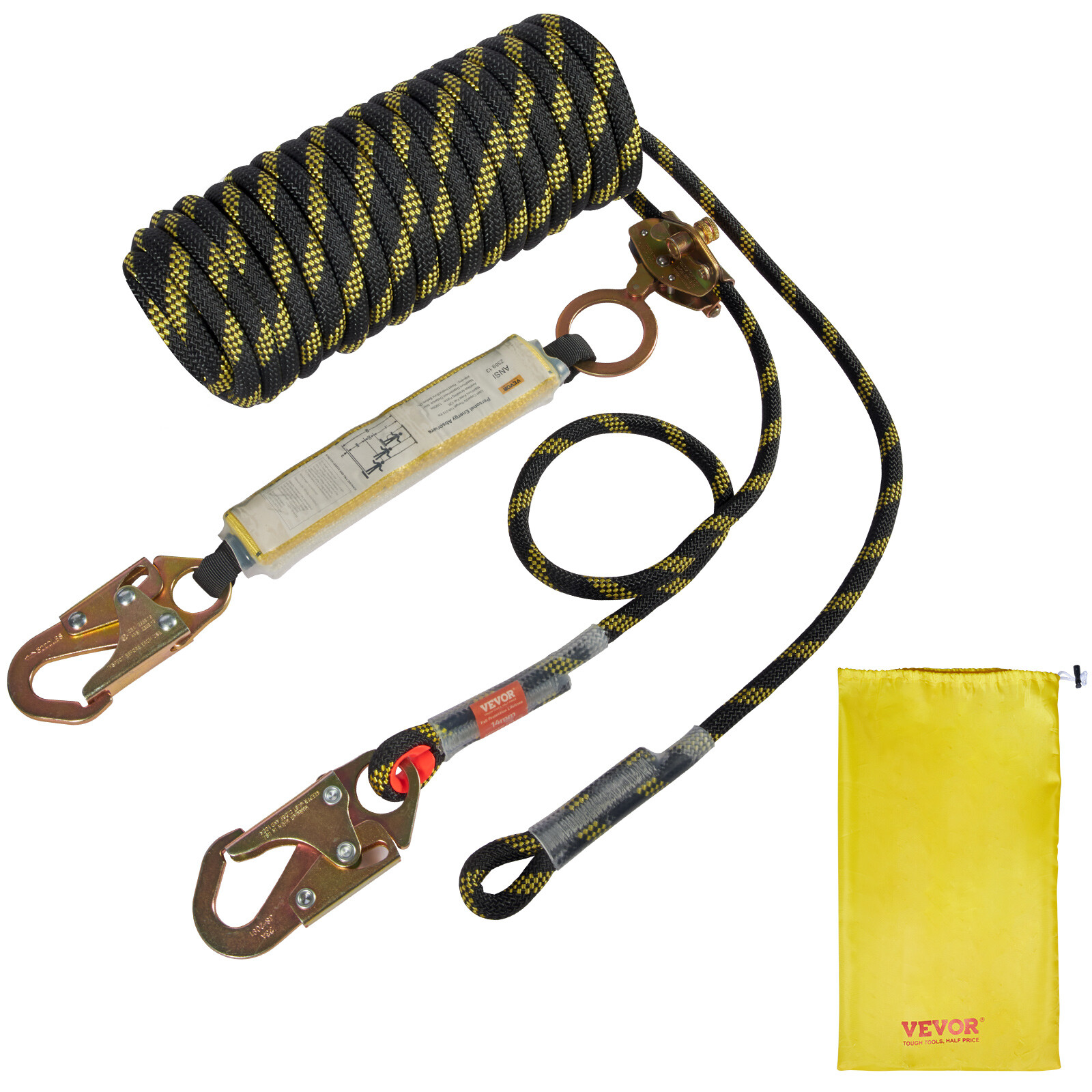 Vertical Lifeline Assembly 50ft Fall Protection Polyester Rope 30 KN ANSI