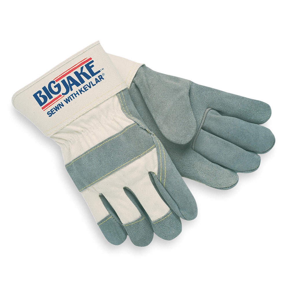 MCR SAFETY 1700S Leather Gloves,Gray/Tan,S,PR 2ELF7