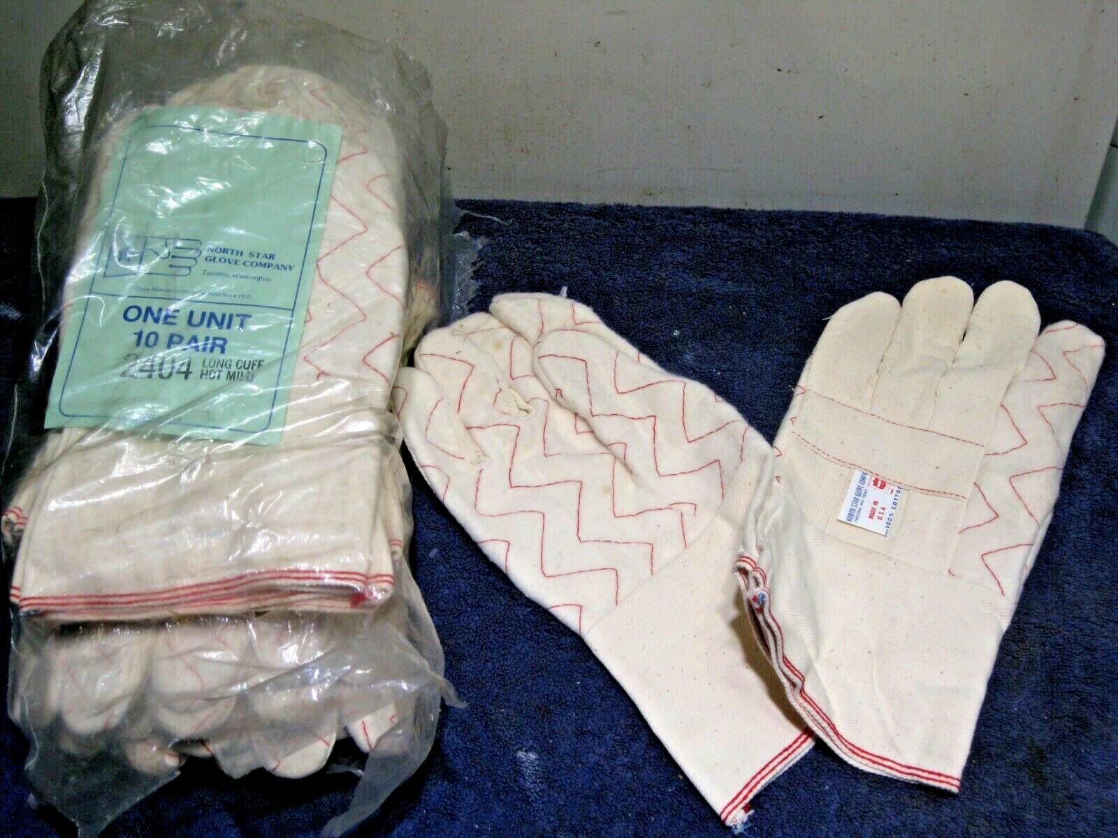 North Star 9 Pairs #2404 Long Cuff Hot Mill Gloves Size X-Large NEW! USA