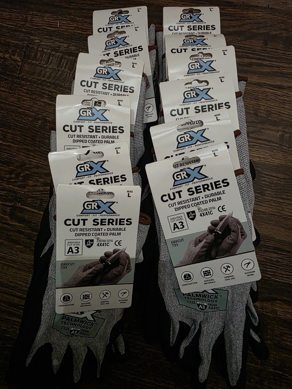 GRX 733 Cut Resistant Work Gloves Large Palmwick ANSI A3 EN388 4X41C Pack of 12