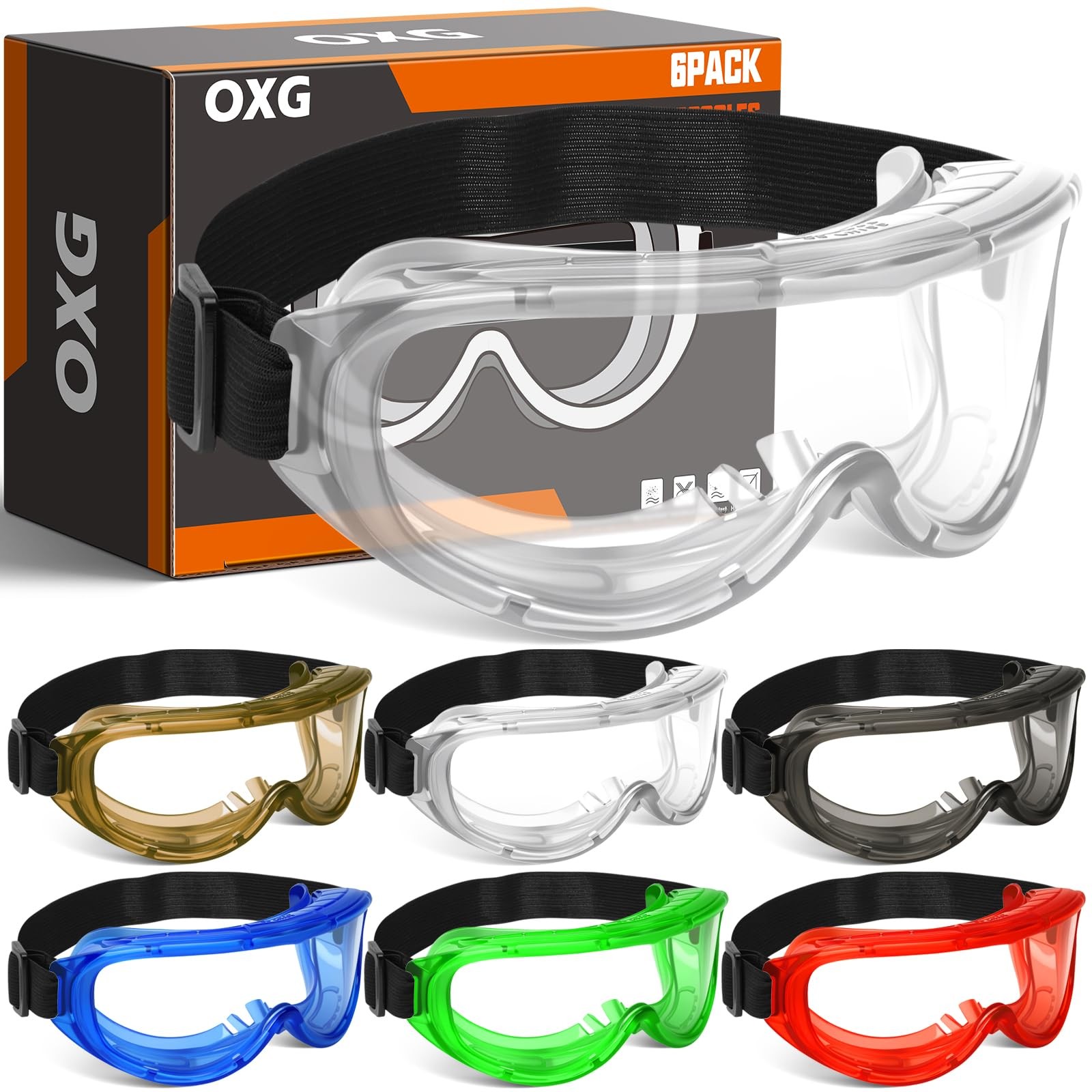 Protective Safety Goggles Anti-Fog, Adjustable Chemical Splash Eye Protection…