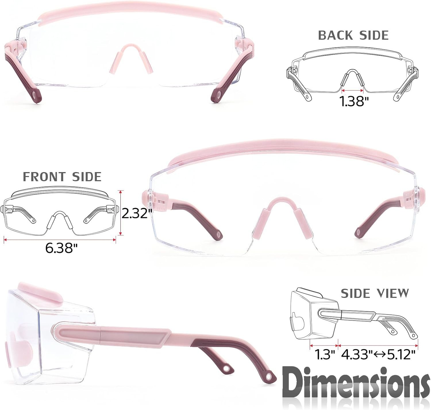 Versatile Pink Safety Eyewear with Anti-Fog Lens and Adjustable Fit for Outdoors