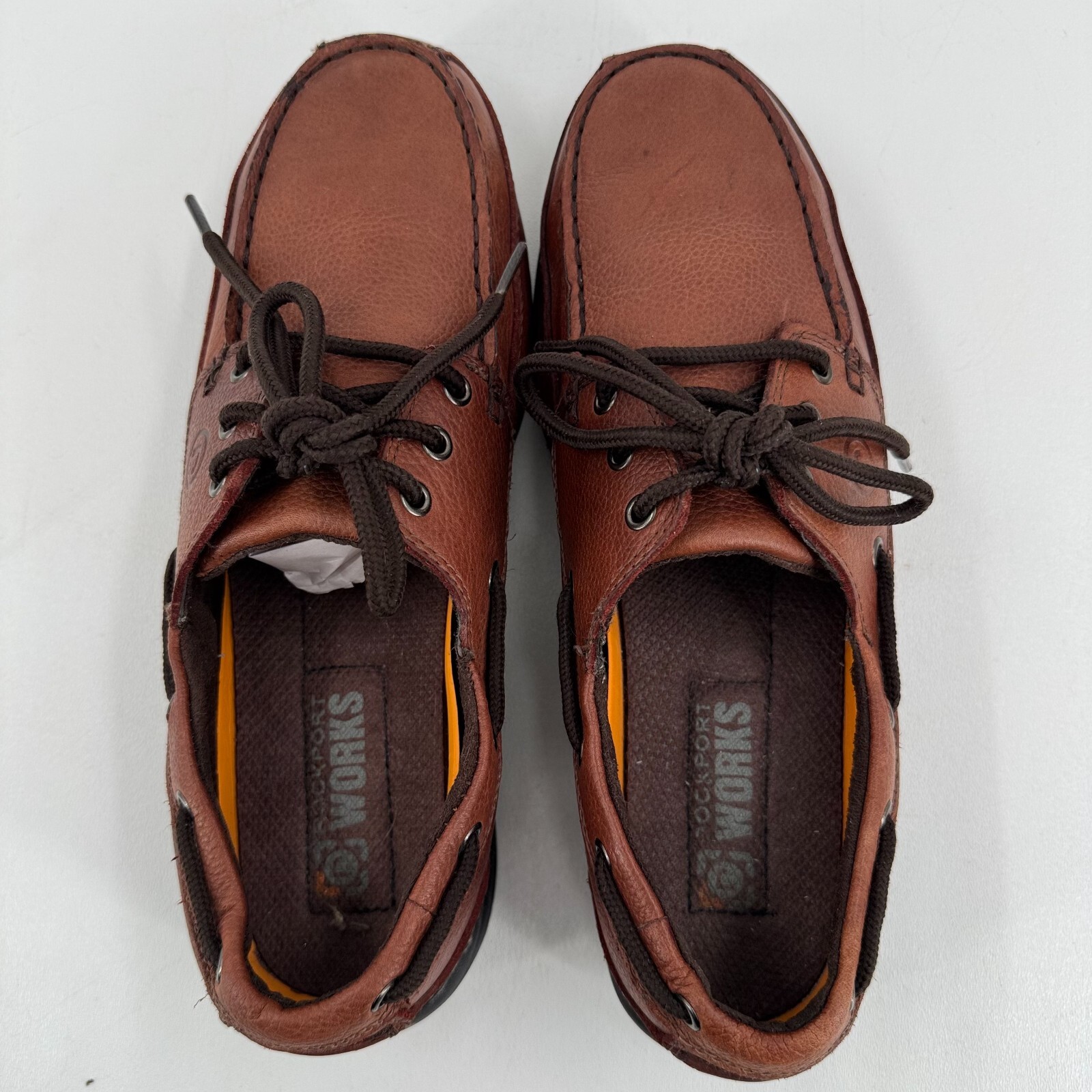 Rockport Works Boat Shoes MENS Brown Leather Lace Up Comp Toe SIZE 11.5