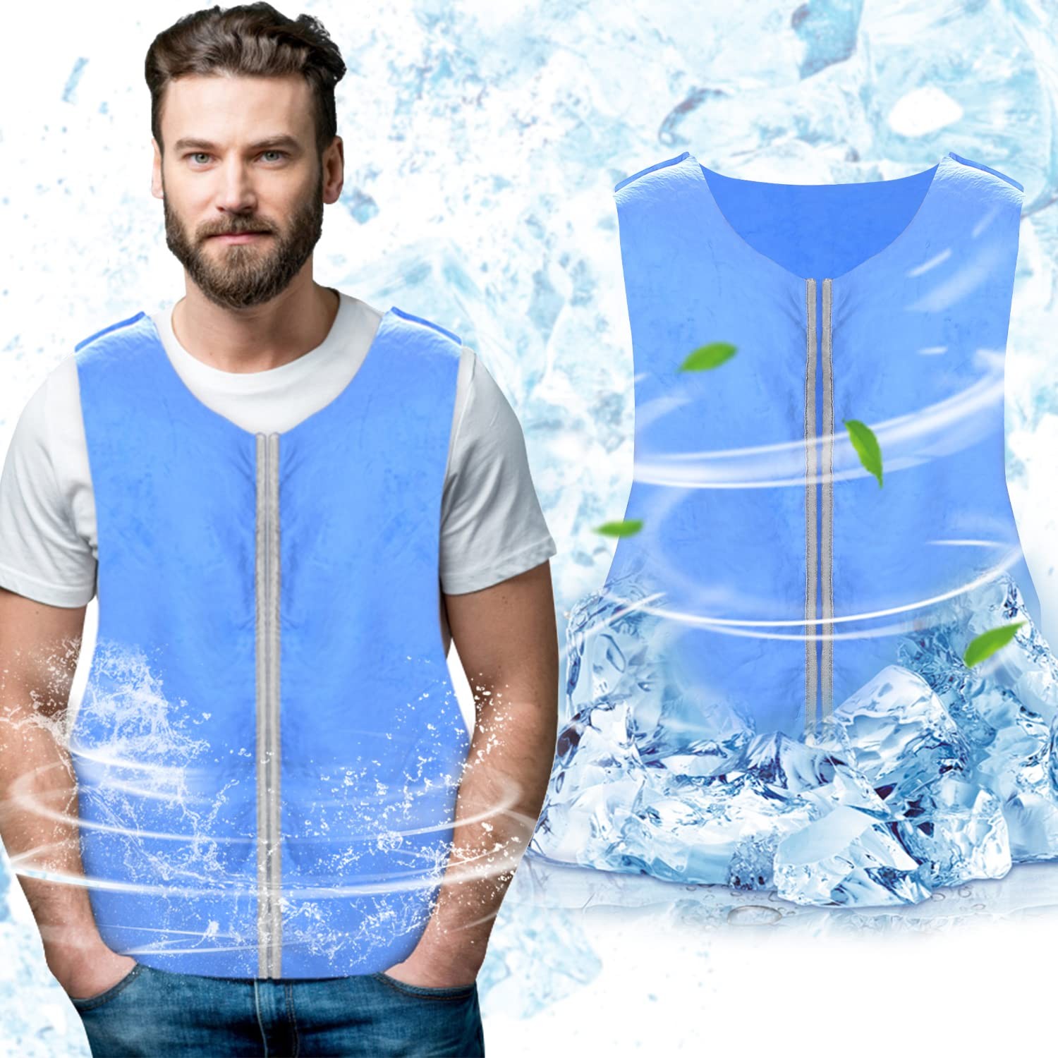 Evaporative Ice Cooling Vest for Men Body Cold Vest for MS Motorcycle Sport …