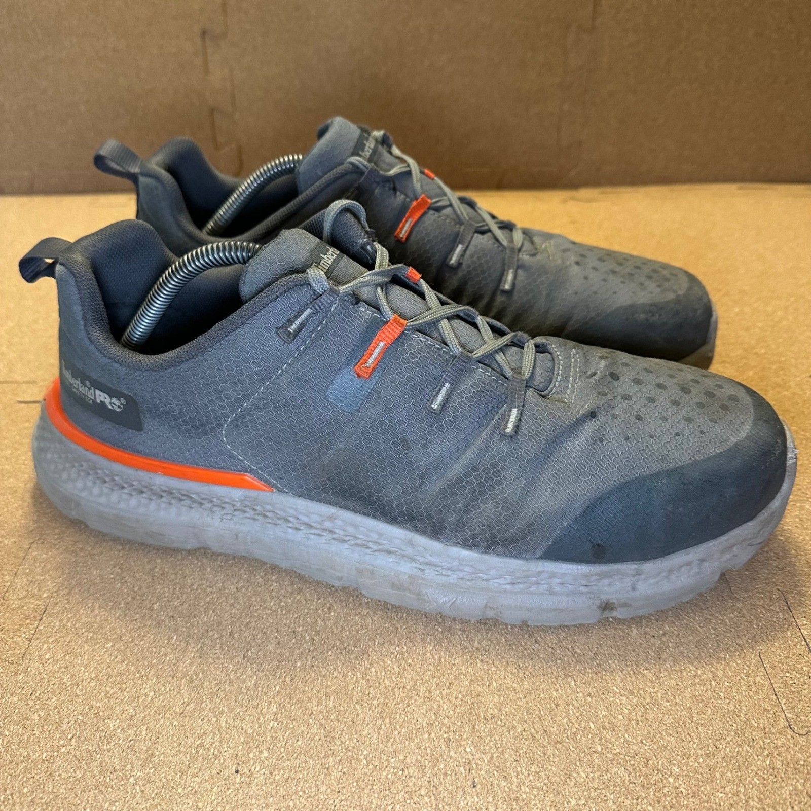 Timberland PRO Radius Mens 11.5 M Steel Toe Work Shoes Gray Orange A5ZM3065