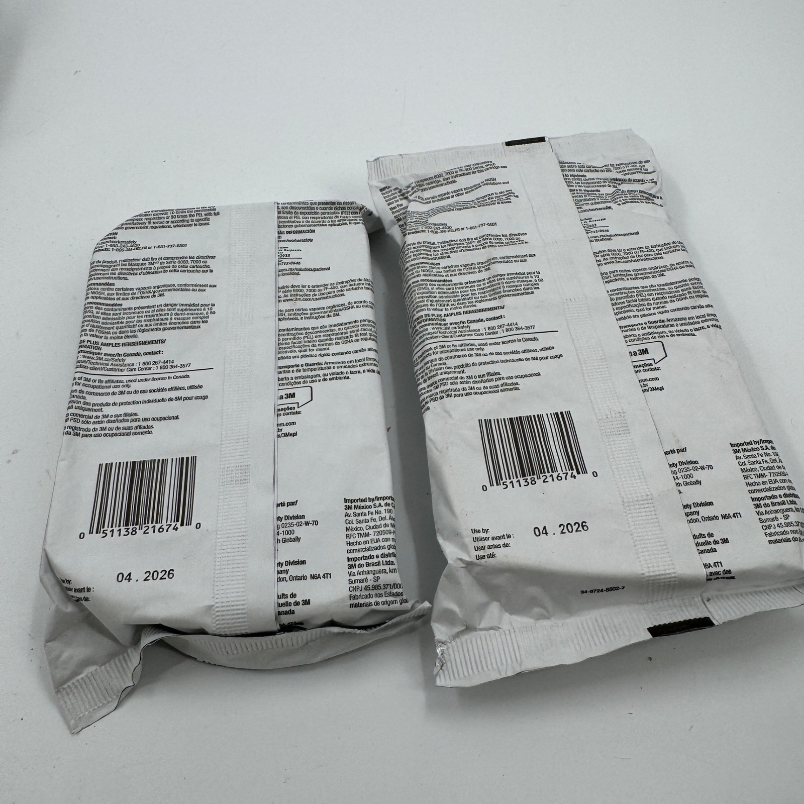 3M 6001 Organic Vapor Cartridge Lot of 2 Packs (4 Total) Black White NIOSH 2026
