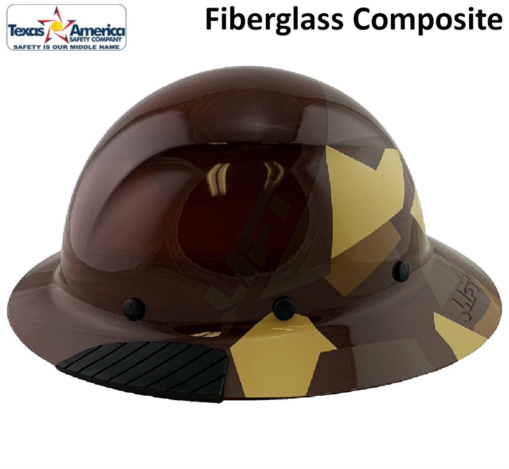 DAX Fiberglass Composite Lift Safety Full Brim Hard Hat – 5050 Desert Camo Tan