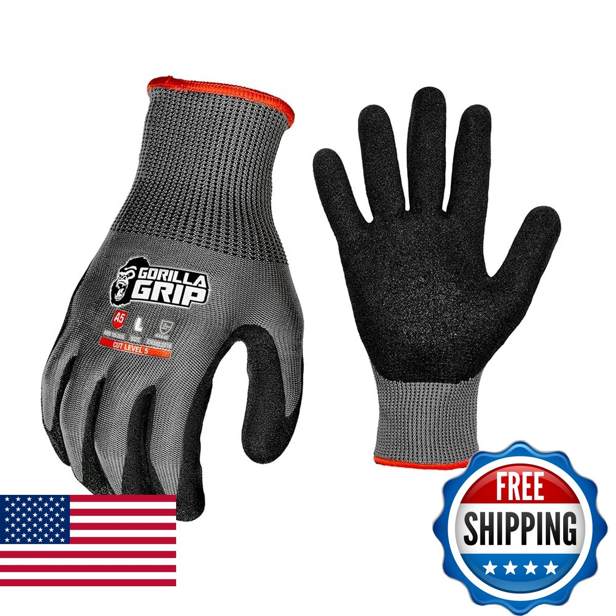 Gorilla Grip A5 Cut Resistant Work Gloves, Grey Medium (12 Pack)