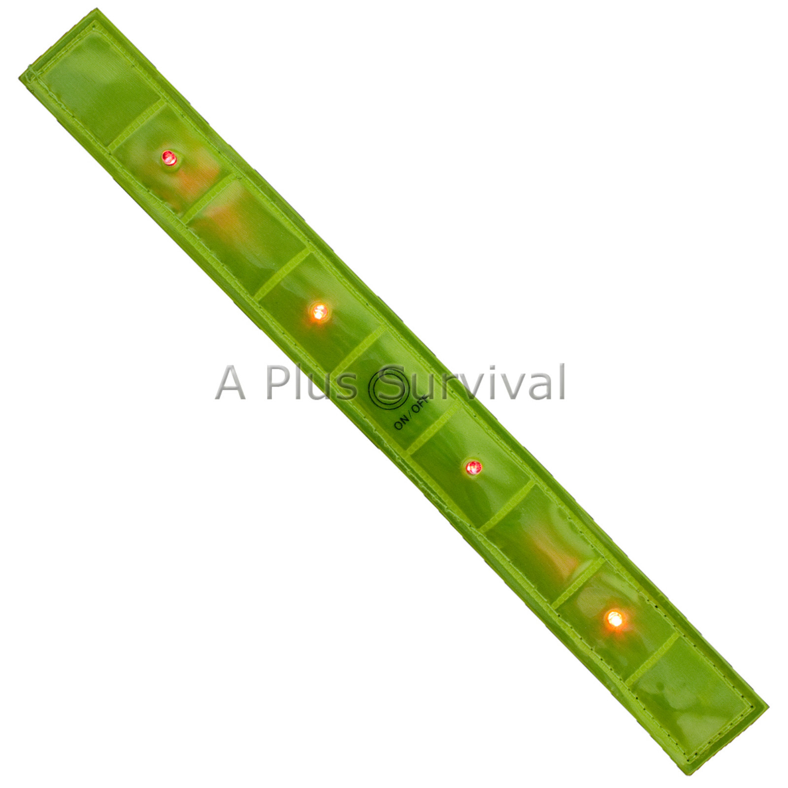 Yellow Reflective Safety Elastic Wrist Band with 4 LED Lights & 2 Modes Survival
