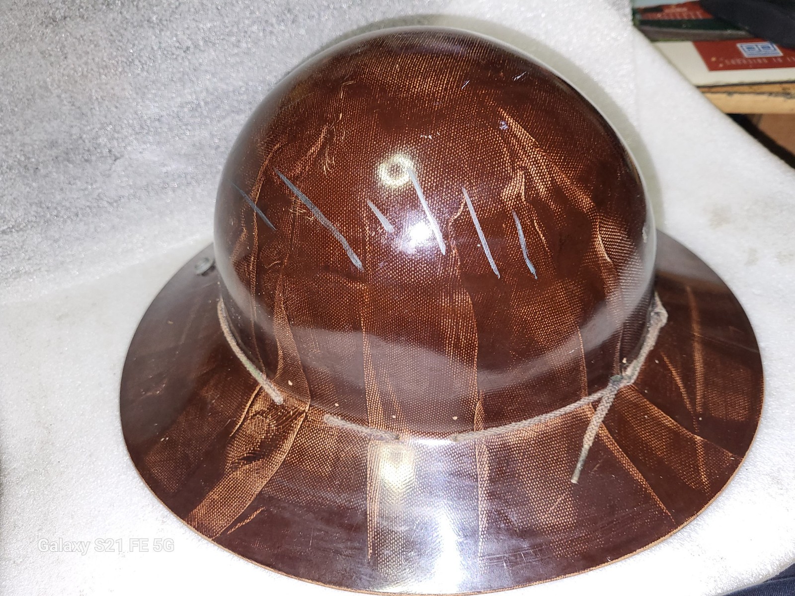 Vintage fiberglass Full Brim Hard Hat 13 1/2″