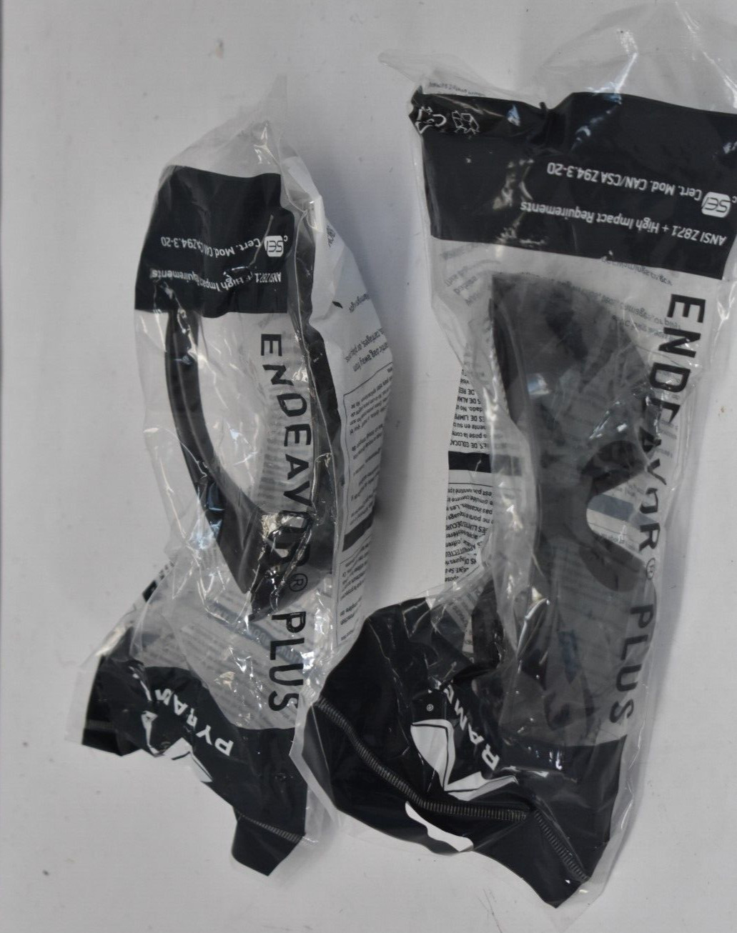 Lot of 2 Pyramex Endeavor Plus Smoke Gray/Black Safety Glasses Sun Z87+
