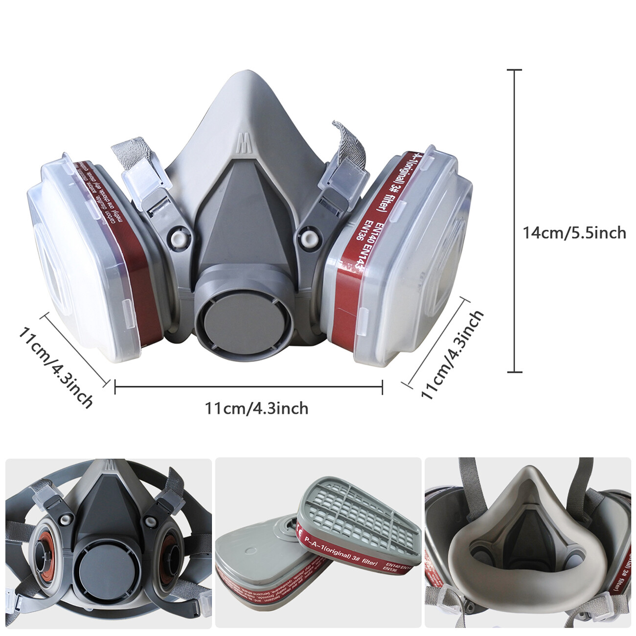 2025 2PC 7 IN 1 Half Face Mask Facepiece Spray Painting Respirator Mask Cover US