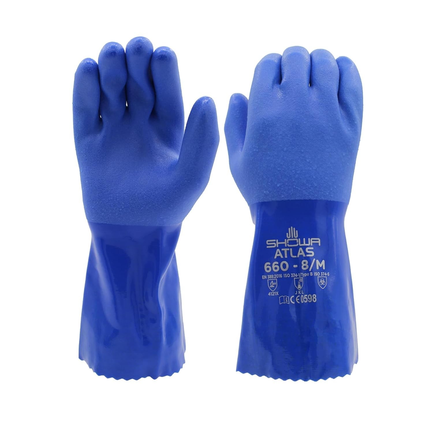 Atlas 660 Triple-Dipped PVC Chemical Resistant Gloves, Heavy-Duty Gloves, Rou…