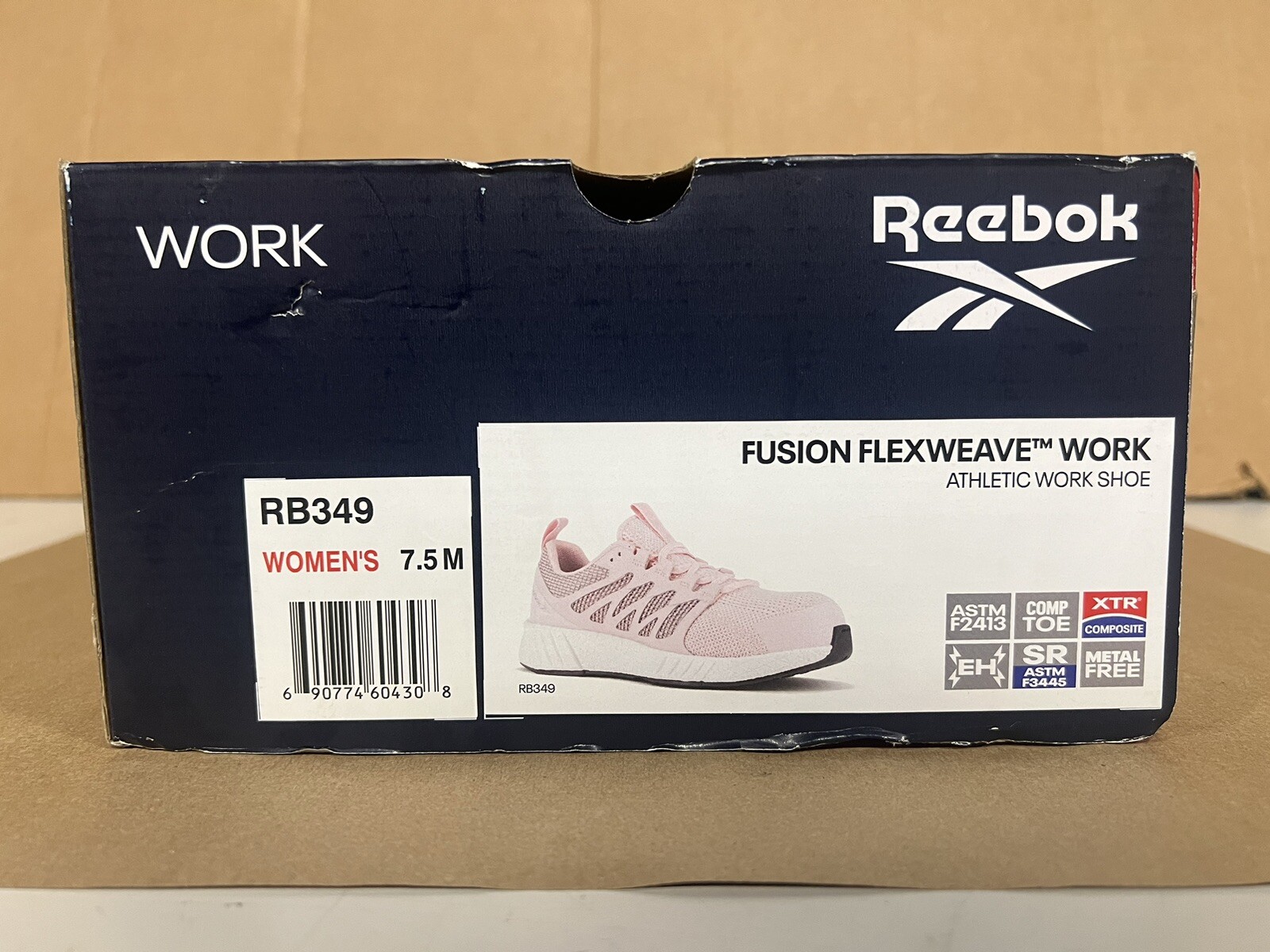 Women’s Reebok Work Fusion Flexweave Shoe Pink Safety Toe Mid-Cut 8.5 EUC RB339
