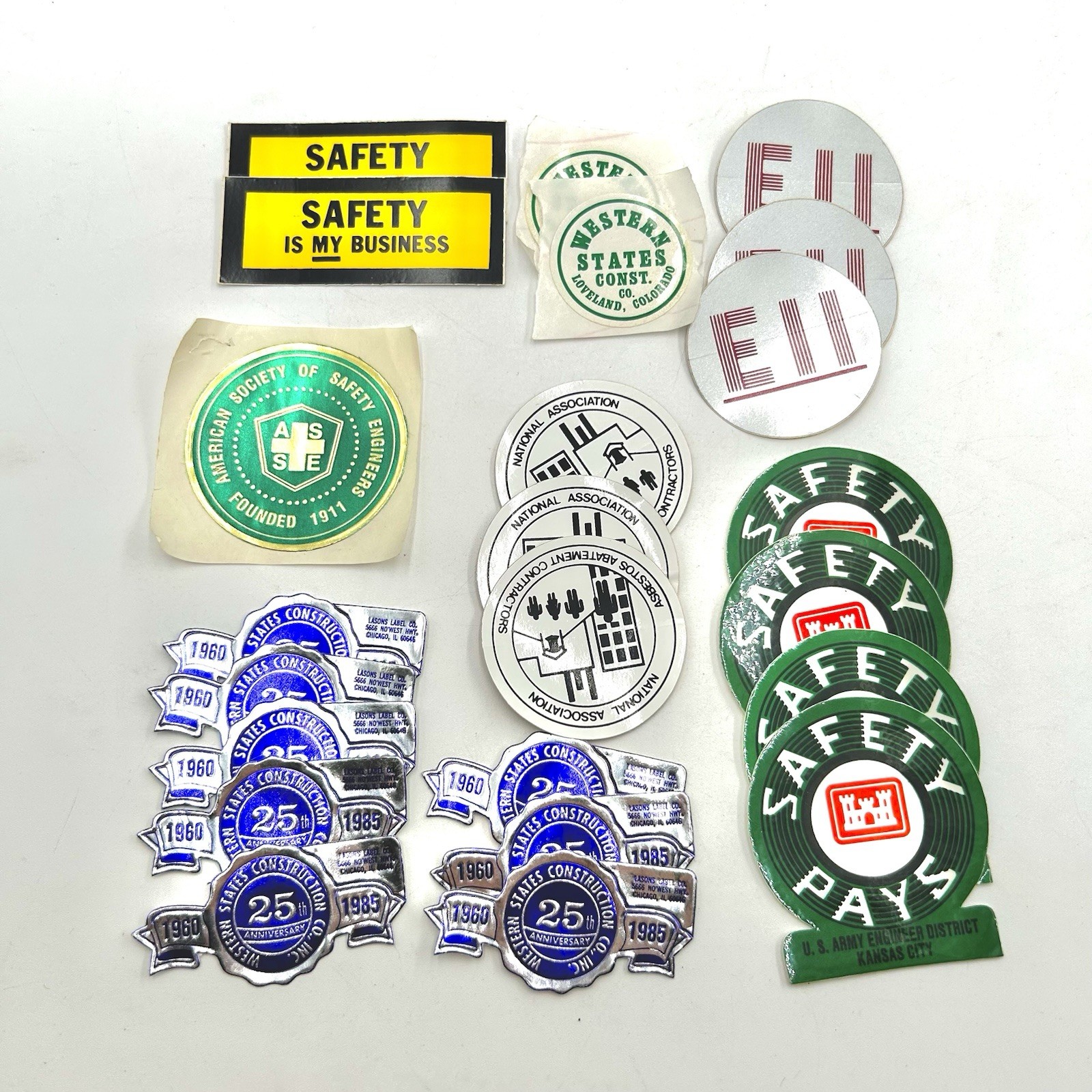VTG Construction Hard Hat Stickers Lot Western States Safety Army Eng Unused
