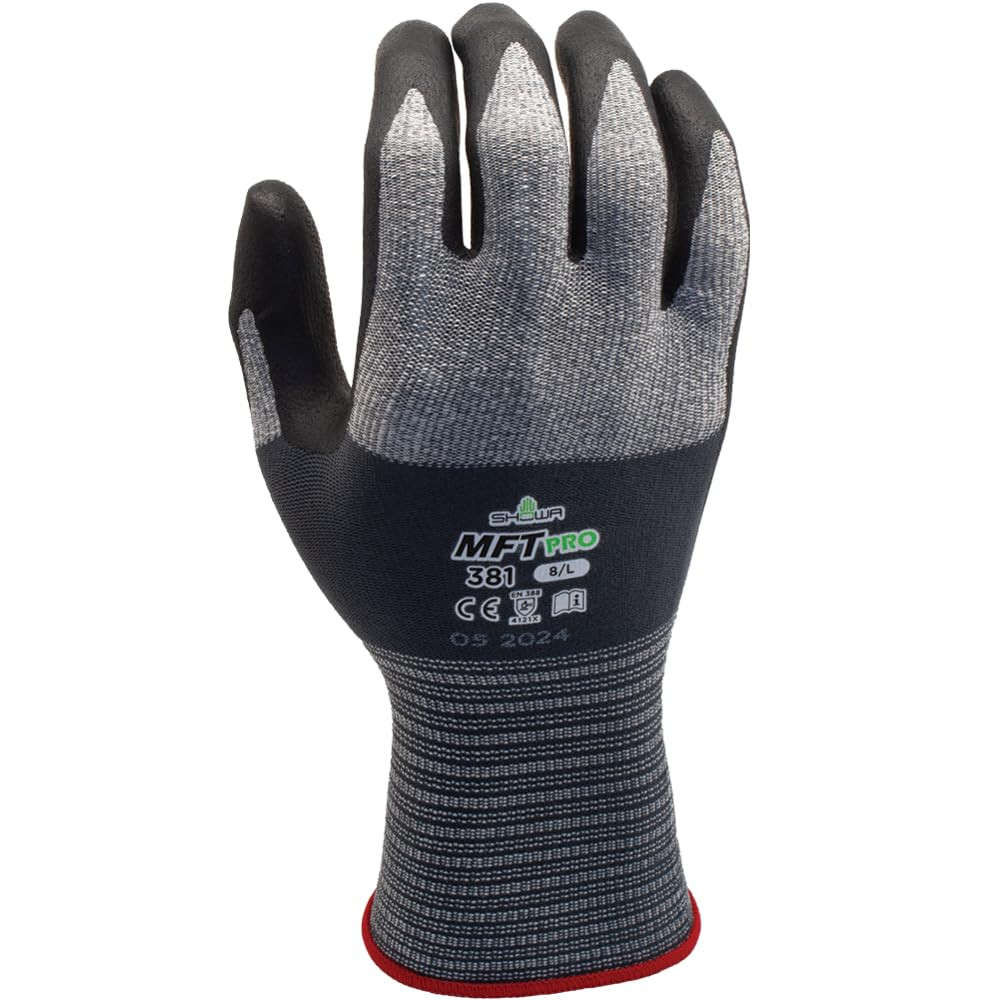 MFT Pro 381 Microfiber Work Gloves with Oil-Resistant Foam Nitrile Palm Coating,