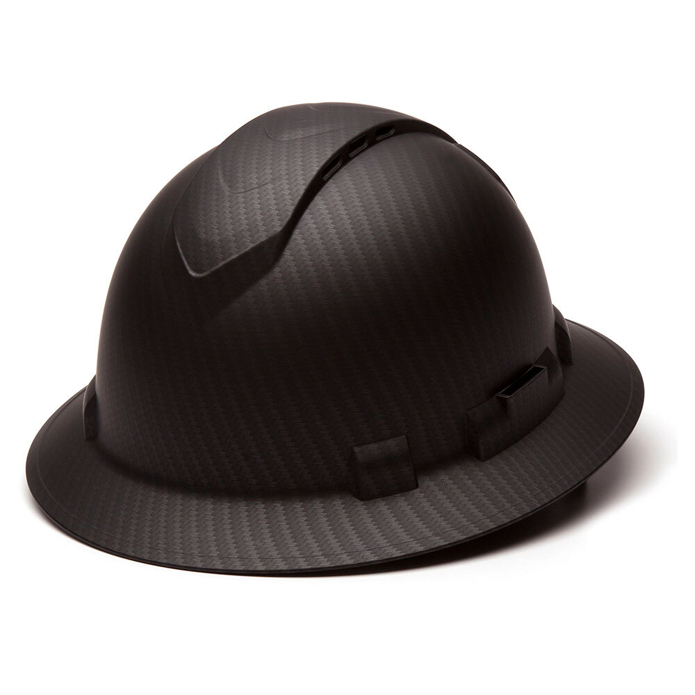 Pyramex HP54117V Ridgeline Vented Full Brim Hard Hat, 4 Pointt Ratchet, Black