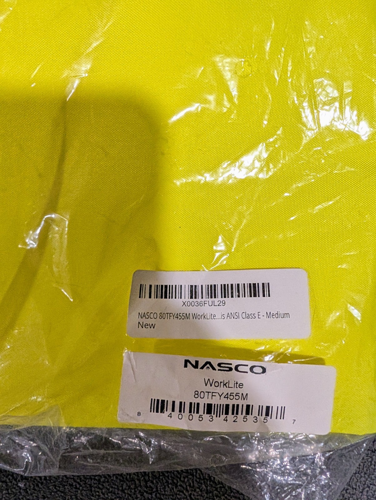 NASCO WorkLite 80TFY4553 HiVis ANSI Class E Bib Trouser Fluorescent Yellow